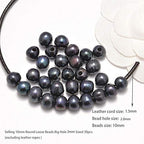 AD Beads Natural Gemstone 10mm Round Loose Beads Big Hole 2mm Sized 30pcs (Black Pearl) - color: Black Pearl