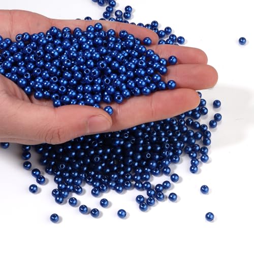 1500pcs Blue 5mm Pearl Beads with Hole Round Pearls for Crafting Loose Pearl Beads for Jewelry Making Fake Pearls Bead for Bracelets Necklaces Earrings Key Chains Accessories DIY - color: Blue, size: 5mm,1500pcs