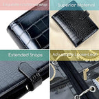Travel Jewelry Organizer Case,Small Jewelry Bags Jewelry Storage Book Ring Binder with Clear Zipper Velvet Pouch for Traveling - color: Black