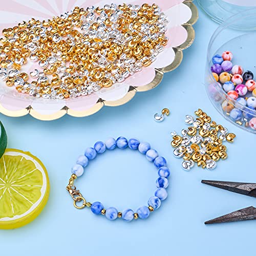 Aylifu 600pcs 3mm/4mm/5mm Crimp Bead Knot Covers Half Round Open Crimp Beads Crimp Bead Covers for DIY Jewelry Crafts Making - color: Gold,sliver(0.12/0.15/0.19inch)