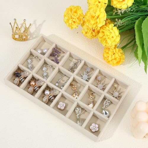 Psyqtsuary Stackable Jewelry Organizer Trays, Jewelry Tray for Drawer Stackable Earrings Tray Jewelrys Drawer Inserts Container with Removable Dividers for Earring Necklace Rings Bracelet Watch