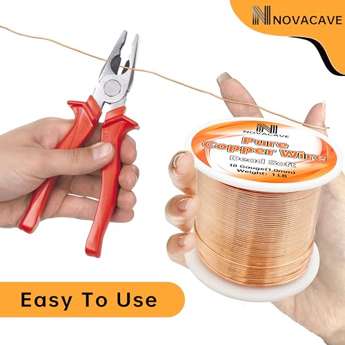 18 Gauge 99.9% Pure Copper Wire for Jewelry Making, Electroculture Gardening, Dead Soft, 1 LB Spool 213Ft Beading Wire - size: 18GA