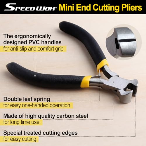 SPEEDWOX End Cutting Pliers Mini End Nippers 4 Inches Mini End Cutters Micro End Cutting Nippers Small Wire Cutter with Spring Fine Precision Professional Beading Tools for Pulling Nails Brads - size: End Nippers