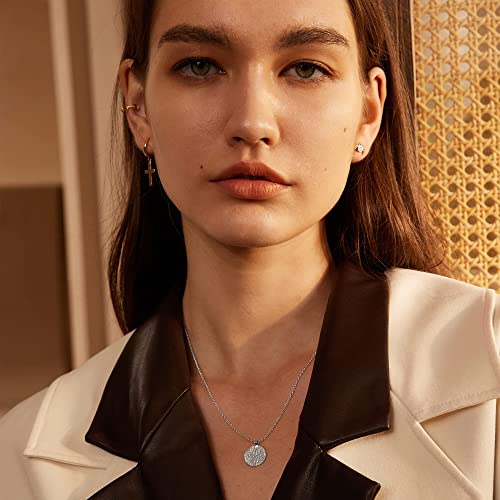 Valloey Rover Gold Necklace for Women 14K Gold Plated Circle Cubic Zirconia Pendant Necklace Dainty Twist Rope Chain Necklace Simple Jewelry Gift for Women - style: Sliver-full moon