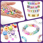 richginker 2300pcs Polymer Clay Beads Bracelet Making Kit, 24 Style Cute Fun Beads for Friendship Bracelets Letter Beads Charms Kit for Jewelry Making DIY Arts and Crafts Birthday Gifts Toys for Kids - color: 1#Clay Beads