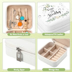 Kacctyen 12 Pieces Mini Travel Jewelry Case Bulk You Are Amazing Loved Mother's Day Church Gifts Green Leaf Gifts for Secretary Mothers Party Girls Leather Travel Jewelry Case - color: Green Leaf