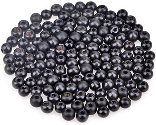 AD Beads Wood Spacer Loose Wooden Craft Beads Big Hole Beads Assorted for Necklace Bracelet Craft Making Decoration(4x6mm 400pcs, Black) - color: Black, size: 4x6mm 400pcs