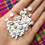 Amaney Letter Beads S 100pcs 7x4mm White Round Acrylic Gold Alphabet for Bracelet Jewelry Making - color: Gold-S