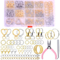 Prdingfy 579PCS Keychain Making Kit, Key Chain Supplies Including Keychain Clip, Key Rings, Lobster Claw Clasps, Jump Rings, Extender Chain,Pliers for Key Chain Making and Jewelry Making(Gold&Silver) - color: Gold-Sliver