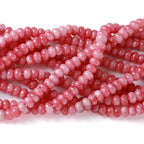 76pcs 5x8mm Natural Pink Jade Stone Rondelle Spacer Loose Beads Abacus Disk Stone Round Loose Gemstone Beads for Jewelry Making DIY Bracelet Necklace - color: Pink Jade Stone
