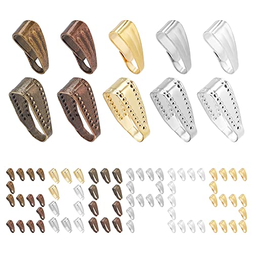 SUNNYCLUE 1 Box 500Pcs 2 Sizes 5 Colors Pinch Clip Clasp Brass Snap on Bails Pendants Clasps Hook Chain Metal Connectors Holder for DIY Jewelry Making Necklaces Findings Accessory - color: 1 Box 500pcs 2 Sizes 5 Colors