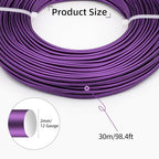 12 Gauge Aluminum Wire 100FT, 2mm Bendable Metal Anodized Aluminum Wire for Sculpting Jewelry Making Crafts Wreath Beading Floral(Purple) - color: Purple