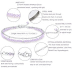 Peridot Stand Silver Gold Bracelets, Handmade Birthstone Stack Bracelet Crystal Gemstones Bead Chain Gift for Women, 8" - color: Silver-02-Feb Amethyst