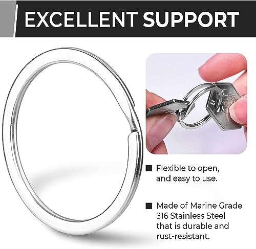 CREST Surgical and Marine Grade Stainless Steel Split Ring for Keychains SS316L Key Rings for Car Keys - color: 10-pack 316lss
