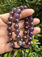 GAF TREASURES Grade A ++ Gemstone Round Bead Adjustable Bracelet 10mm, Genuine Crystal Bead Bracelet, Gift for Men & Women - color: Amethyst