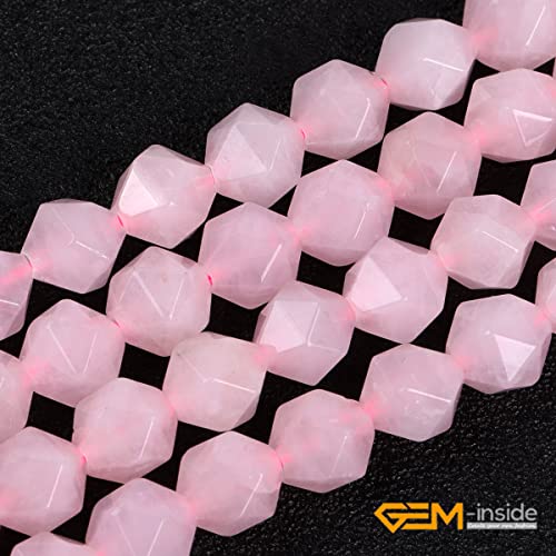 GEM-Inside Natural 8mm Pink Rose Quartz Gemstone Loose Beads Faceted Cambay Crystal Energy Stone Power for Jewelry Making 15" - color: Pink Rose Quartz, size: 8mm