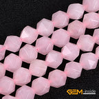 GEM-Inside Natural 8mm Pink Rose Quartz Gemstone Loose Beads Faceted Cambay Crystal Energy Stone Power for Jewelry Making 15" - color: Pink Rose Quartz, size: 8mm