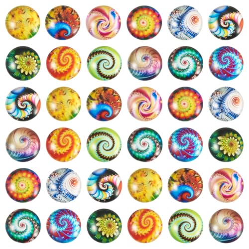 100Pcs/Set Flat Round Transparent Glass Cabochons with Pattern Eye Flatback Glass Dome Flatback Cab Beads for Photo Cameo Jewelry Making Necklace Ring DIY Crafts 12x4mm Random Mixed - color: 100Pcs-12x4mm-Random