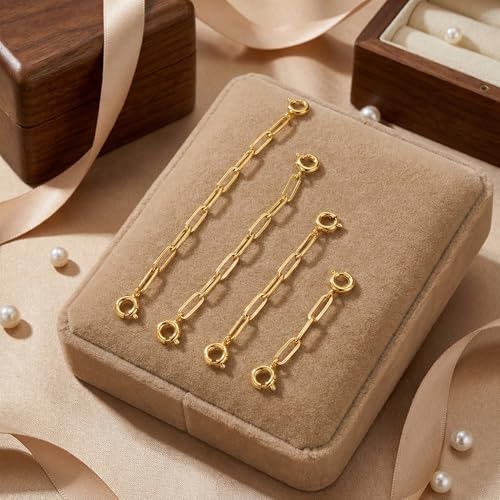 4 Pcs Gold Necklace Extender for Women Extender Chain for Bracelet Anklet Waist Jewelry - color: gold A