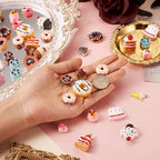 Cheriswelry Cup Cake Resin Pendants Lovely Food Sweet Dessert Dangle Charms Links Hanging Ornament with Metal Loop Fruit Pendants for Key Chains Bracelet Necklace Jewelry Making - color: Mixed Color-Dessert*2