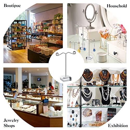 Macarrie 18 Pcs Metal Earring Holder T Bar Earring Display Stand Organizer Countertop Hanger Hanging Jewelry Towers with Acrylic Base(Clear) - color: Clear