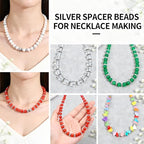 600pcs Silver Spacer Beads for Jewelry Making- 5-8mm Metal Beads Spacer with Storage Box for Bracelets, Necklaces & DIY Crafts - color: Style-A