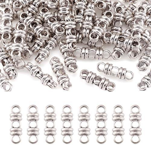 Pandahall 50pcs Tibetan Style Antique Silver Alloy 3 Holes Spacer Bar Jewelry Making Charms Link Connector Multi Strand Separator 6.5x20x6.5mm