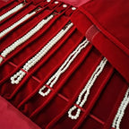 Portable Jewelry Roll Untangled Secure Necklace Travel Storage Bag Displays Holder 16 Chain (Burgundy) - color: Burgundy