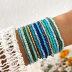 16-30Pcs Handmade Bohemian Colorful Crystal Seed Beads Stackable Adjustable Elastic Stretch Multilayerd Bracelets for Women Summer Vacation Beach Boho Bangle Jewelry - color: 16pcs
