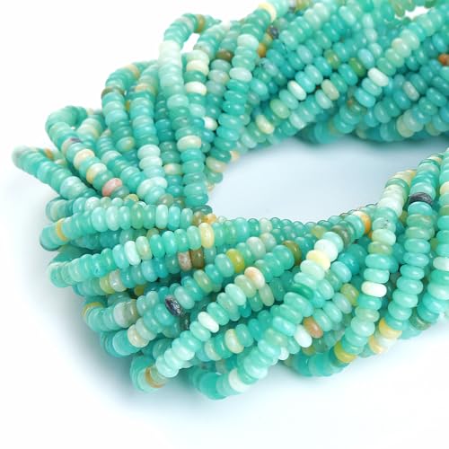 150PCS 2x4mm Natural Amazonite Rondelle Beads Abacus Disk Stone Beads Round Loose Spacer Gemstone Beads for DIY Bracelet Necklace Jewelry Making - color: Amazonite, size: 2x4mm Abacus Disk