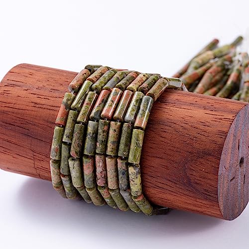 Natural Unakite Cylinder Tube Beads 4x13mm 38cm/str Loose Semi Gemstone Stone Beads for Making Bracelets Necklace Earrings - color: Unakite, size: 4x13mm Cylinder