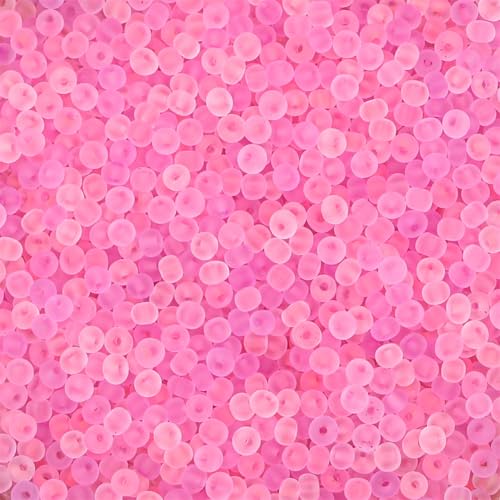 4mm Frosted Glass Seed Beads Bulk, 1000pcs Small Round Glass Bead Matte Loose Spacer Beads for Beading, Friendship Bracelet, Pendants, Key Chains, Necklaces, Hairpins, Pink Purple - color: Pink Purple