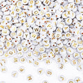 Gionlion 1200+Pcs Round Letter Beads for Bracelet Making, Acrylic Alphabet Beads for Jewelry Making, DIY Friendship Bracelets with 4x7mm White Beads with Gold Letters - color: Gold