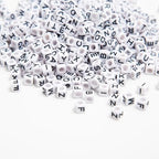 1000pcs Square White Letter Beads Acrylic 6x6mm Cube Beads for Bracelets Necklaces and Jewelry Making Alphabet Bead - color: White-Black