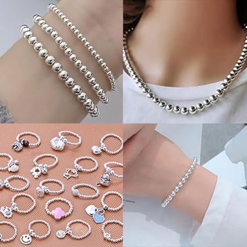 Amaney 500pcs 6mm Smooth Round Beads Silver Spacer Loose Ball Beads for Bracelet Jewelry Making Craft - color: Silver-6mm, size: 6mm