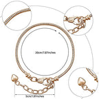 Hicarer 20 Pcs Chain Bracelet for Jewelry Making Women DIY Adjustable Snake Charm Bracelet with Heart Shape Extender Chain(Gold) - color: Gold