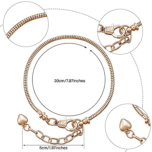 Hicarer 20 Pcs Chain Bracelet for Jewelry Making Women DIY Adjustable Snake Charm Bracelet with Heart Shape Extender Chain(Gold) - color: Gold