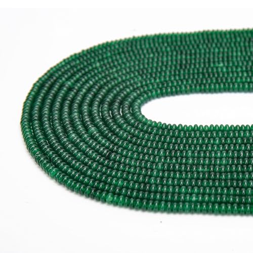 2 Strands (300PCs) Green Jade Rondelle Beads, 2 * 4mm Gemstone Loose Spacer Abacus Disk Beads for DIY Bracelet Necklace Earrings Jewelry Making, Craft Supplies Beading Kit - color: Green Jade, size: 2*4MM