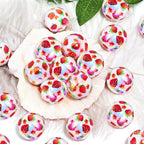15Pcs Acrylic Beads Round 16mm Strawberry Print Fit for DIY Jewelry Bracelet Necklace Keychain Beadable Pens Mobile Phone Chain Making Cute (Strawberry) - color: Strawberry-White