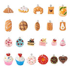 Cheriswelry Cup Cake Resin Pendants Lovely Food Sweet Dessert Dangle Charms Links Hanging Ornament with Metal Loop Fruit Pendants for Key Chains Bracelet Necklace Jewelry Making - color: Mixed Color-Bread & Dessert