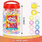 Praisebank Pony Beads, 1200pcs 6x9mm, Wholesale Beads, Bracelets Jewelry Making, Arts & Crafts(Candy) - color: Candy, size: Small Size