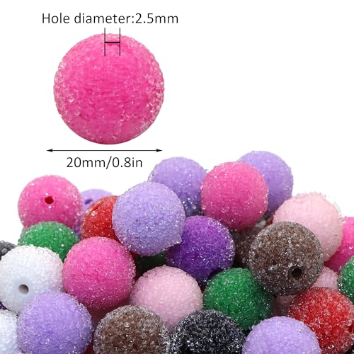 David accessories Chunky 20mm Sugar Bubblegum Beads, 20Pcs Pave Rhinestone Acrylic Beads, for Pens Necklace Bracelet Jewelry Making Party Decoration (Rose Red)