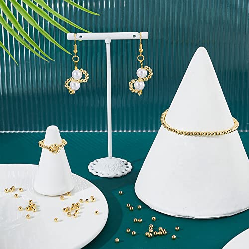 PH PandaHall 500pcs 3mm Gold Beads 18K Gold Plated Beads Long-Lasting Round Smooth Spacer Beads Seamless Loose Balls Mini Seed Beads for Summer Hawaii Stackable Necklace, Bracelet, Earring Making - size: 3mm