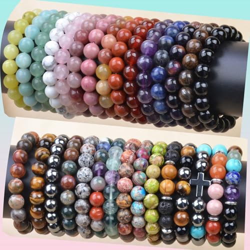 Natural Healing Gemstone Bracelet Handmade Yoga Stretch Elastic Bracelet Stress Relief Crystal Jewelry for Men and Women - color: Blue Sodalite (Wisdom), size: 10mm