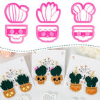 Xaekicr Halloween Cactus Polymer Clay Cutters – 6Pcs Skull Plant Clay Earring Cutters for DIY Halloween Jewelry – Cute Clay Tools for Polymer Clay Crafts - color: T color
