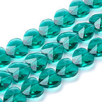 Cheriswelry 100pcs Light Sea Green Heart Glass Beads 14mm Transparent Faceted Crystal Love Heart Loose Spacer Beads for DIY Earring Bracelet Necklace Choker Jewelry Making - color: Light Sea Green