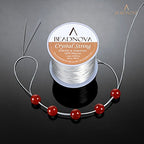 BEADNOVA 1mm Elastic Stretch Jewelry Bracelet Crystal String Cord 60m Roll (2 Roll String with Sewing Fishing Scissors Snips Beading Thread Cutter Embroidery Nippers)