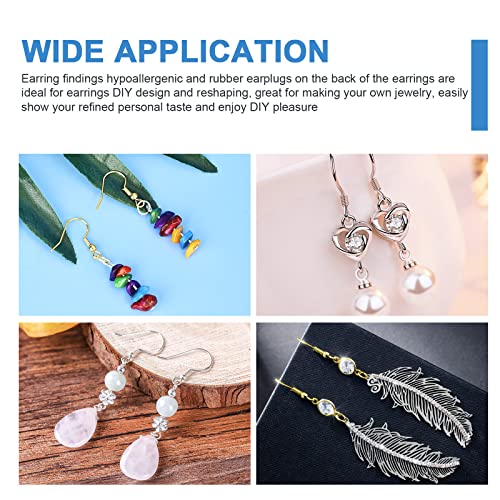 925 Sterling Silver Earring Hooks, 750PCS Earring Hooks Kit 250PCS/125Pairs Gold & Silver Hypoallergenic Earring Hooks with 250PCS Open Jump Rings and 250PCS Rubber Earring Backs for Jewelry Making - size: 750pcs-gold&silver