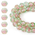 Elecrelive 40Pcs 10mm Flower Glass Beads Gold Sand Lampwork Beads Sea Green Floral Round Crystal for DIY Bracelet Necklace Earring Jewelry Making - color: Dark Sea Green