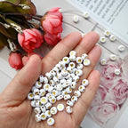 Amaney 600pcs Gold Number Beads 0-9 Symbol # Heart Acrylic Beads 7x4mm White with Storage Box - color: GoldBoxed, size: 7x4mm